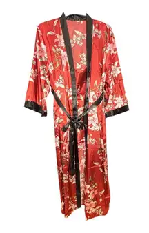 3 Pc Satin Kimono Robe With Shorts And Cami Pijama Nighty