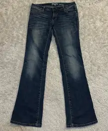 Wrangler Rock 27 Sz 4 Ultra Low Rise Studded Bootcut Jeans Medium Wash McBling