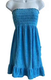 Juicy Couture Vintage Y2K  Blue Terry Cloth Cover Up Dress M USA Towel Pool