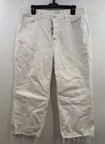 Judy Blue Not Too Salty High Rise Wide Leg Cropped Jeans in white plus size 16W