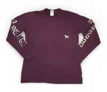 Victoria's Secret Pink Maroon Dog Sequin Oversize Campus Long Sleeve T-Shirt