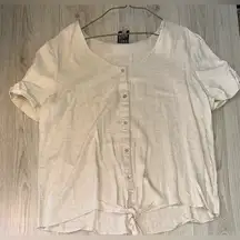 Como Vintage Cream tan Button Down Short Sleeve Top