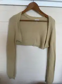 WE WORE WHAT x DANIELLE BERNSTEIN Crop Cardigan Shrug Sweater XL Butter Yellow