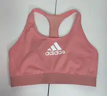 EUC Adidas women’s light pink logo‎ decal racerback mesh high support sports bra