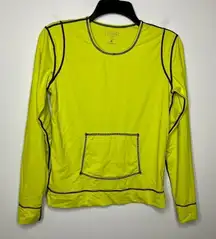 Athleta‎ neon long sleeve shirt kangaroo pocket size small