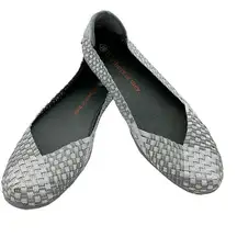 Bernie Mev BM Catwalk Silver Grey Basket Weave Flats 39 US 8.5 NEW