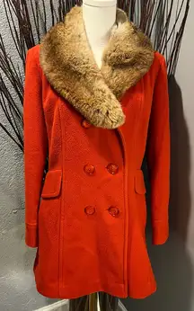 🌺VINTAGE MICHELLE WOOL BLEND RES TRENCH JACKET WITH FUR COLLAR🌺