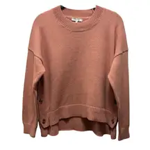 Madewell Womens Brownstone Sweater With Side Button Detail In Dusty Clay Size M