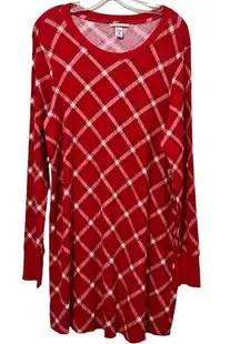 Victoria's Secret New  Cozy Red Plaid Cotton Thermal Pajamas Dress Warm PJs XL