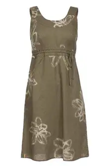 Lolë Linen Blend Floral Midi Tank Sage Green Beach day Dress W-682 Size 6