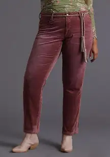 ANTHROPOLOGIE PILCRO SLIM BOYFRIEND CORDUROY PANTS CROP JEANS WINE Size 32