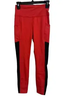 Mind Body Love Color Blocked Legging Red Black Pocket Size XS