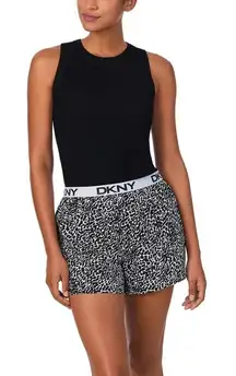 NWT DKNY 2 Piece Outfit Clothing Set - Tank Top & Short (Black Animal Print) M