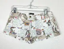 Vintage y2k White Floral Patchwork Low Rise Shorts