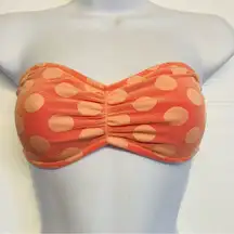 Victoria‎ Secret Strapless Lace Bandeau Polka Dot Bralette Bra Size Small Orange