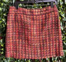 Outback Red Vibrant Tweed Mini Skirt