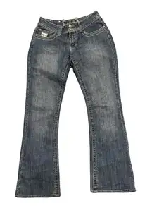 Red Rivet Boot Cut Bandana Rhinestone Pocket Medium Wash Denim Jeans Size 13