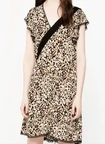 Zadig & Voltaire  ringo leo leopard crinkle lace trim dress sz XS