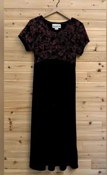 Another Thyme Size Large Maxi Velvet Dress Sparkly Red Floral Whimsigoth