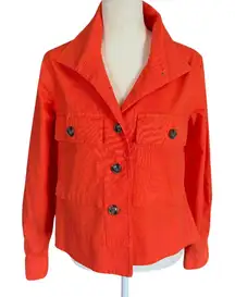 Cabi XS tiger lily orange long sleeve collared button down short swing jacket