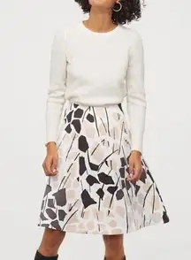 Richard Allan x H&M White Pink Black Print Pattern Satin Knee Length Skirt 4 NWT