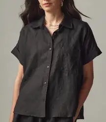 American Giant Black Women's Linen Shirt Size XS Made In USA