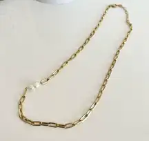 Argento Vivo gold-plated paperclip necklace with faux pearl