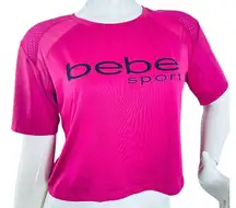 Sport Cropped Pink T-Shirt Logo Size Large Polyester Spandex