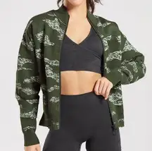 GYMSHARK Adapt Camo Seamless Track Jacket in Moss Olive/Aloe Green Color Size S