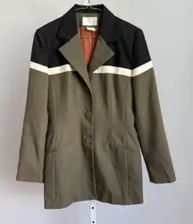 Vintage‎ Albert Nipon Colorblock Blazer - Black, Olive Green, Cream Jacket