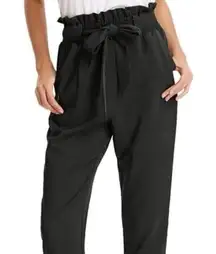 Grace Karin Dk Gray Cropped Paper Bag Elastic Waist Pants Pockets, M, B79, $26