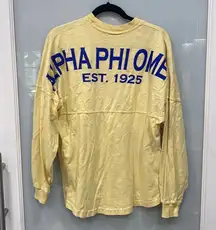 Alpha Phi Omega APO Women's Yellow Spirit Jersey Shirt Top Long Sleeve Small