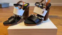 New Chunky Block Animal Print Multiple contrasting straps Heel Sandals