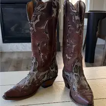 Boulet Women's Western Snakeskin & Leather Cowboy Boots, 8