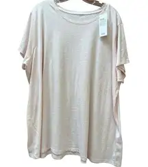 Eileen Fisher Organic Cotton Jersey Slub Knit Crew neck Tee Light Pink 3X NWT