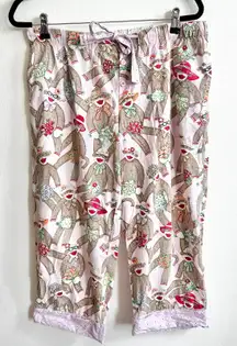 Nick & Nora Pajama Pants Short Sock Monkey Lounge Wear PJ‎ Bottoms Small