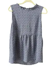 Rachel Zoe blue floral sleeveless tank top blouse size medium