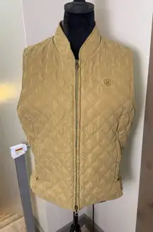 Ariat Women's Quilted Puffer Vest Tan Beige Riding Equestrian Western Neutral L