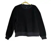 NWT Everlane Black ReNew Fleece Oversized Crew Recycled Polyester Sweater Medium