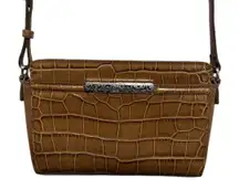 Brighton Croc Leather Brown Crossbody Authentic Adjustable Strap