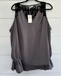 Ramy Brook Women’s Small Grey Black Abigail Cold Shoulder Grey Top