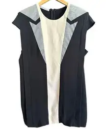 FELIPE OLIVEIRA BAPTISTA | Silk Crepe Architectural Tuxedo Style Shift Dress 38