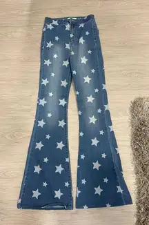 Cello Star Print Flare Jeans