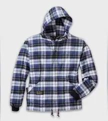 The Vermont Flannel Co Hooded Plaid Flannel Pullover Kangaroo Pockets Sz M NWT