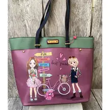 Nikky Tote Bag – Best Friend Graphic, Multicolor, Shoulder Handbag