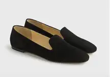 $158 J.CREW Suede Smoking Slipper Loafer Suede Leather Flat Black Sz 9