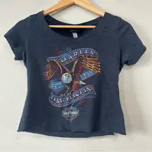 Harley Davidson Women’s Crop Top T-Shirt Sz M Tombstone AZ Eagle Graphic Raw Hem