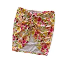 VDM The Label Kylie Pink & Yellow Floral Print Swimsuit Cover Up Skirt XS