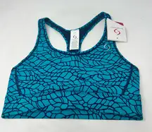 Moving Comfort Switch it up Racer sports bra in Azure woven size M Medium NWT