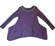 Max Edition Purple Shark Bite Long Sleeve Embellished Neck Small